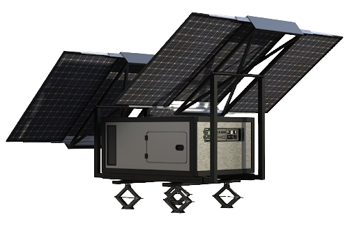IONIC hybrid generator with solar panels extended, scalable from 1kW to 120kW