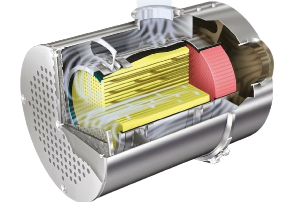 Cutaway view of the IONIC hybrid generator engine showing internal filtration components