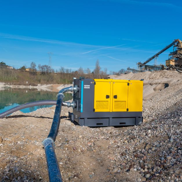 IONIC hybrid generator on a job site at dusk