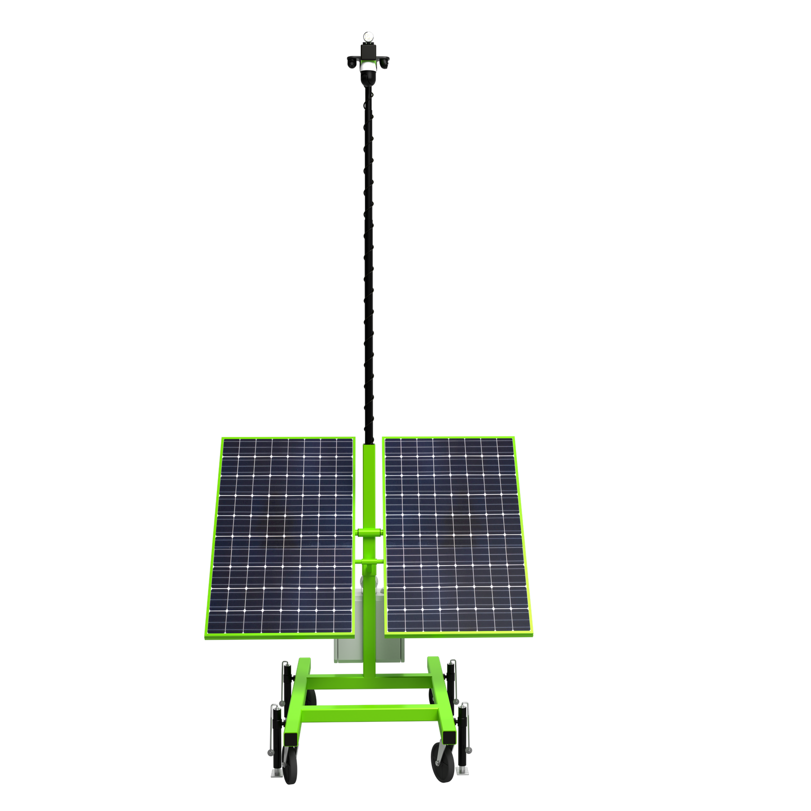 IONIC portable mobile surveillance tower with solar panels