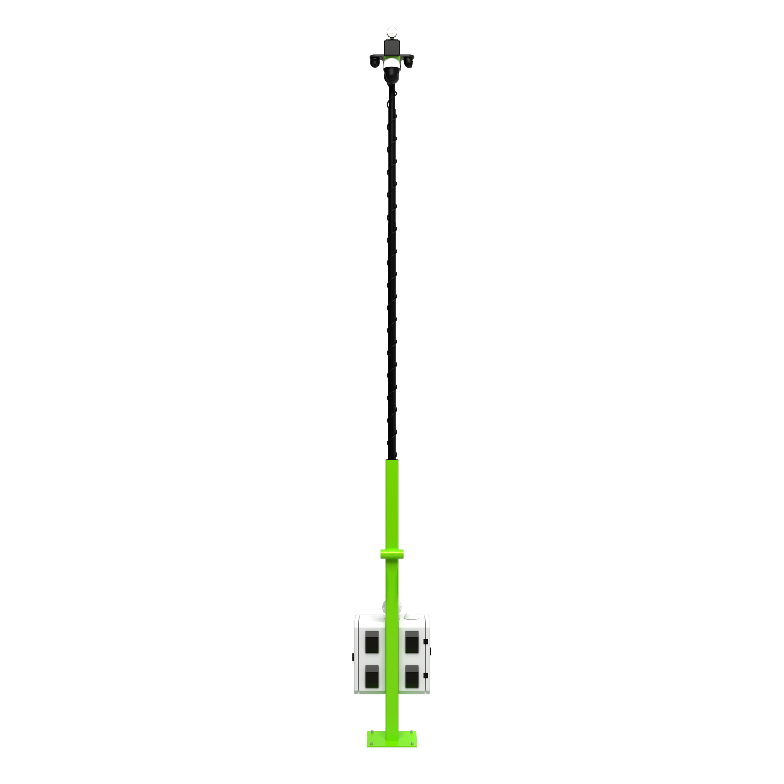 IONIC telescoping mast with PA loudspeaker for theft deterrence